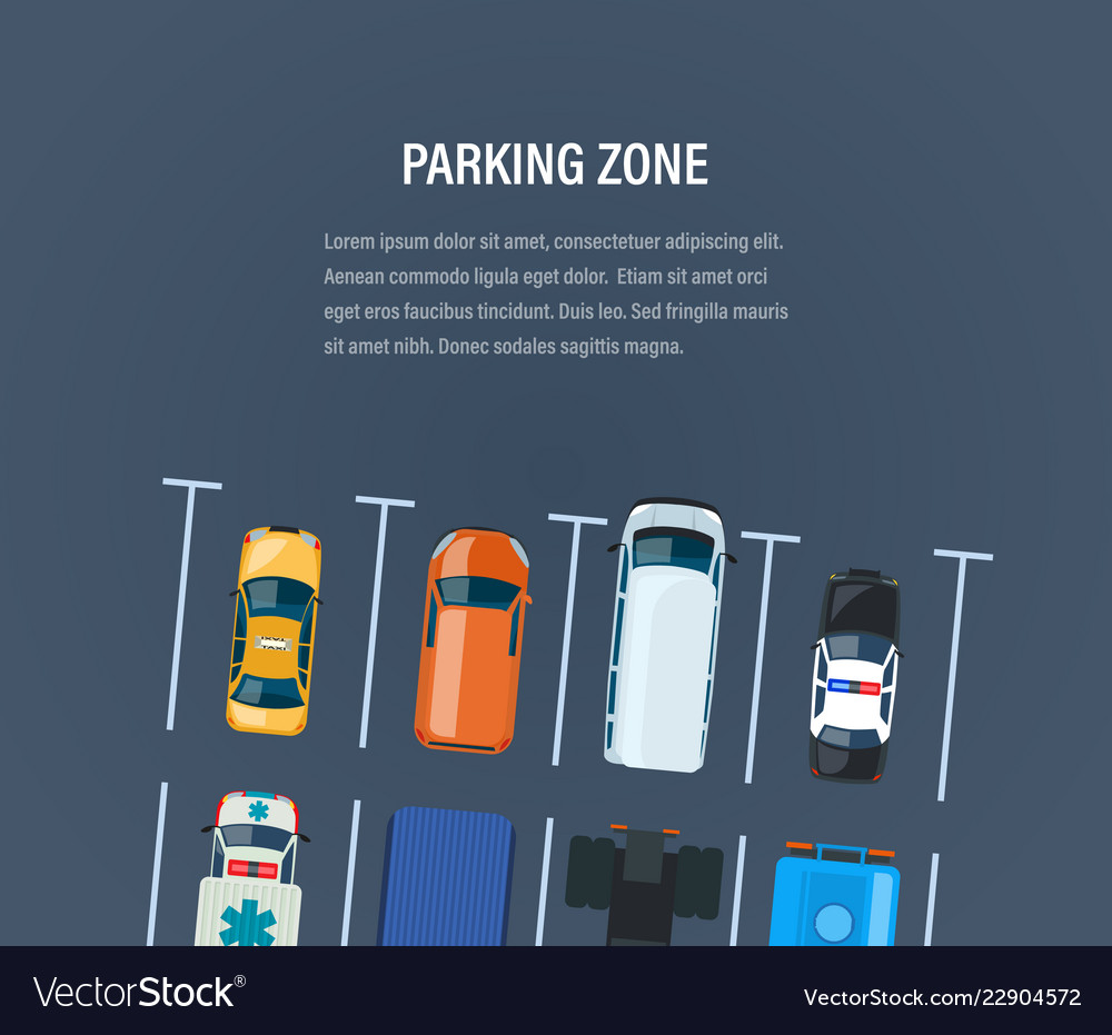 City car parking zone top view of parking lot Vector Image