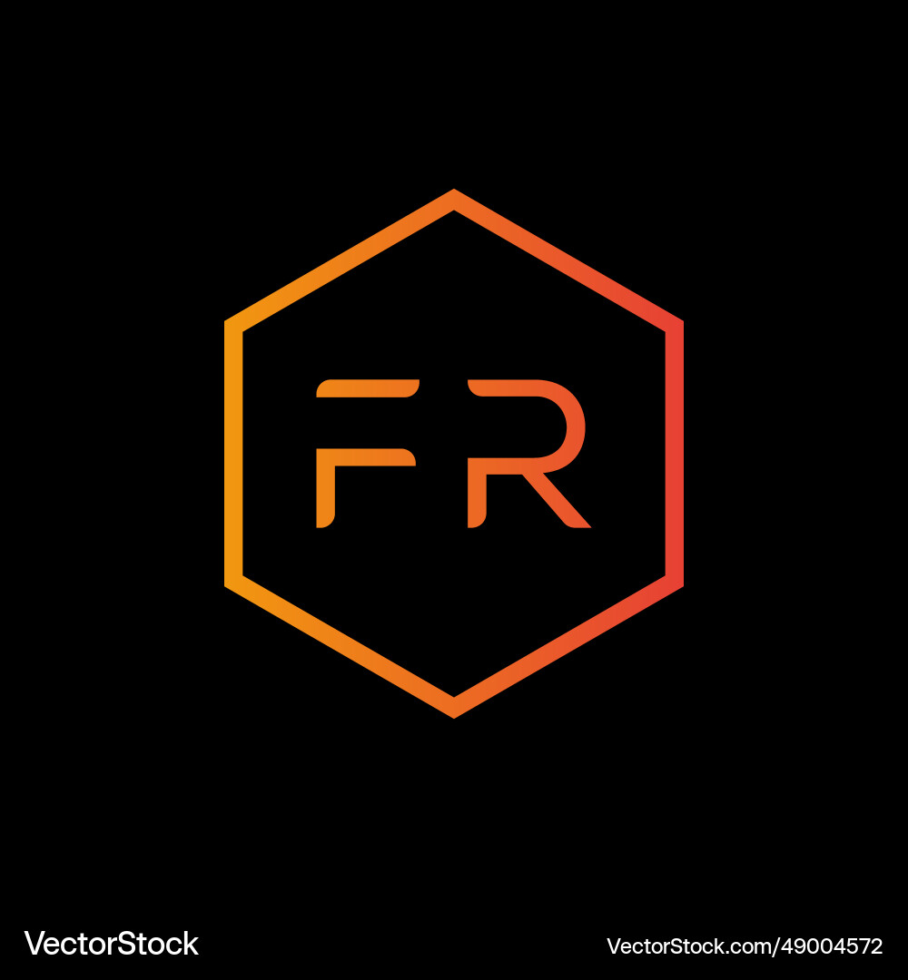 Creative initial letter fr hexagon logo design Vector Image