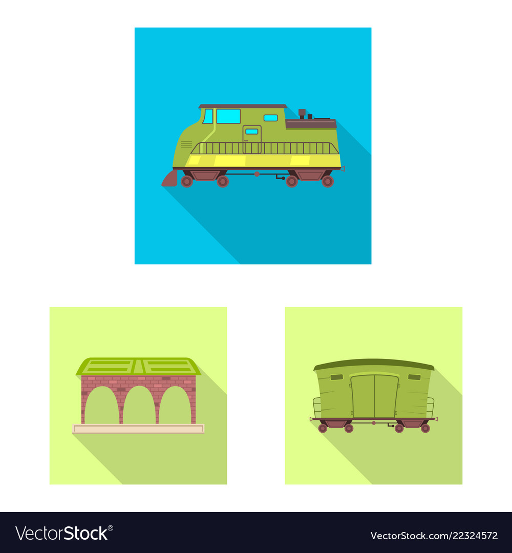 Design of train and station symbol set Royalty Free Vector