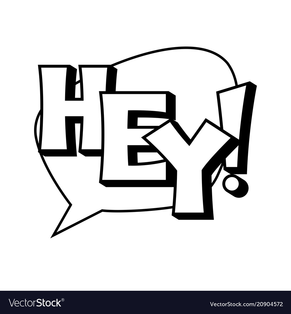 Hey word comic book coloring Royalty Free Vector Image