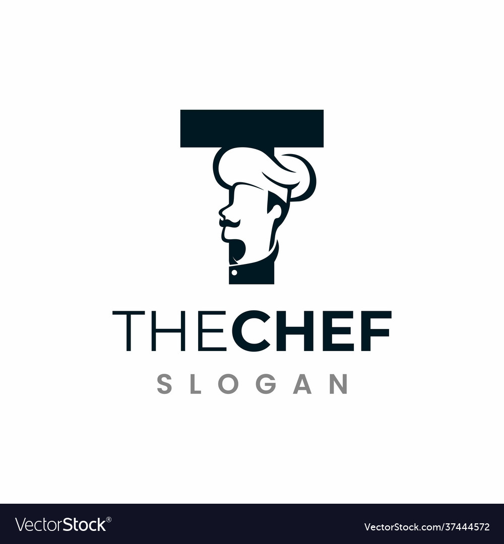 Letter t chef logo initial restaurant cook Vector Image