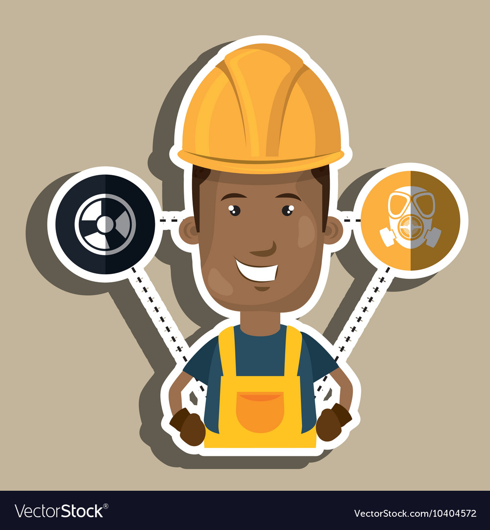 Man worker helmet gloves Royalty Free Vector Image