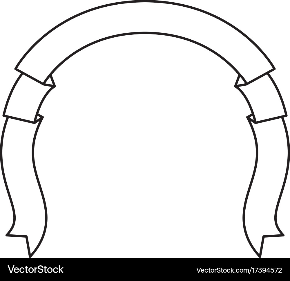 Ribbon decorative monochrome silhouette in shape Vector Image