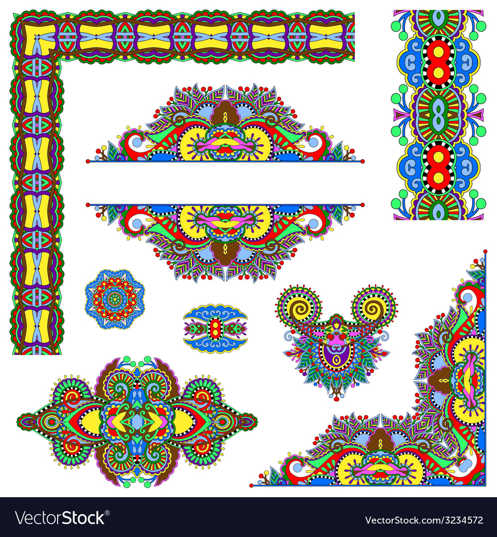 Set of paisley floral design elements for page Vector Image