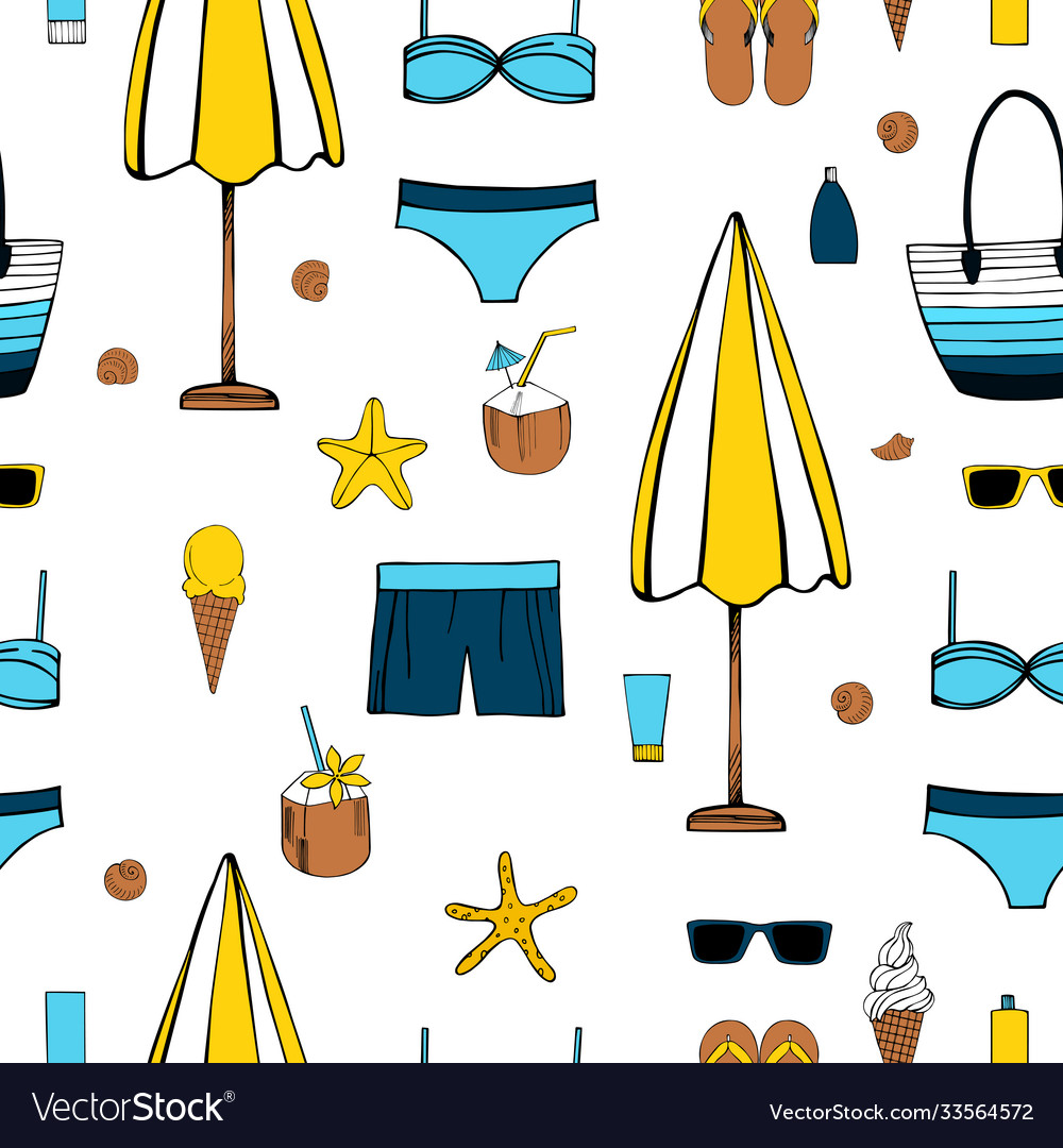 Summer vacation beach umbrella starfish flip Vector Image