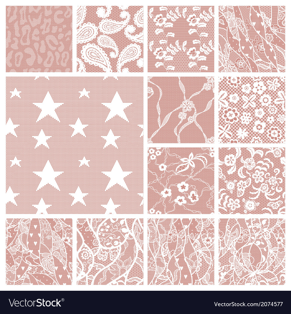 Big set of lace fabric seamless patterns