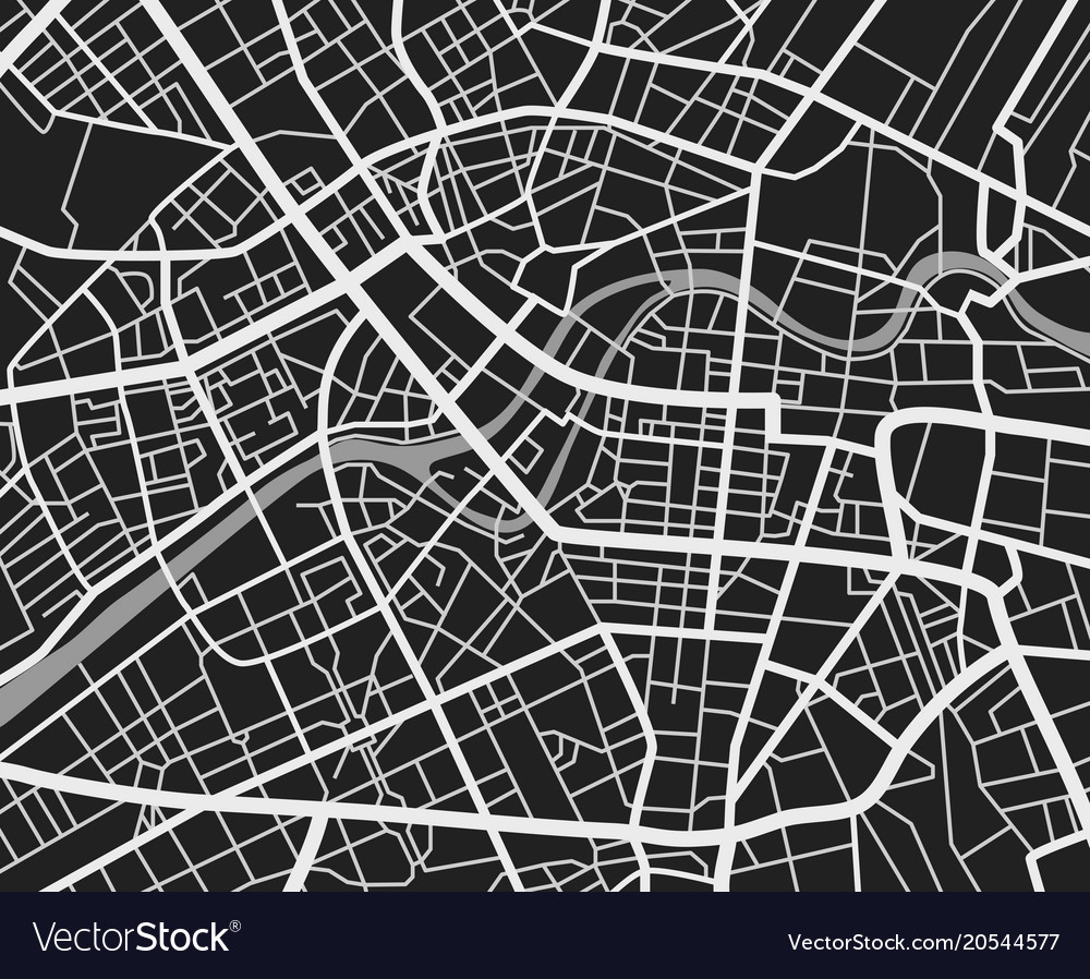 Black And White Street Map Black And White Travel City Map Urban Transport Vector Image