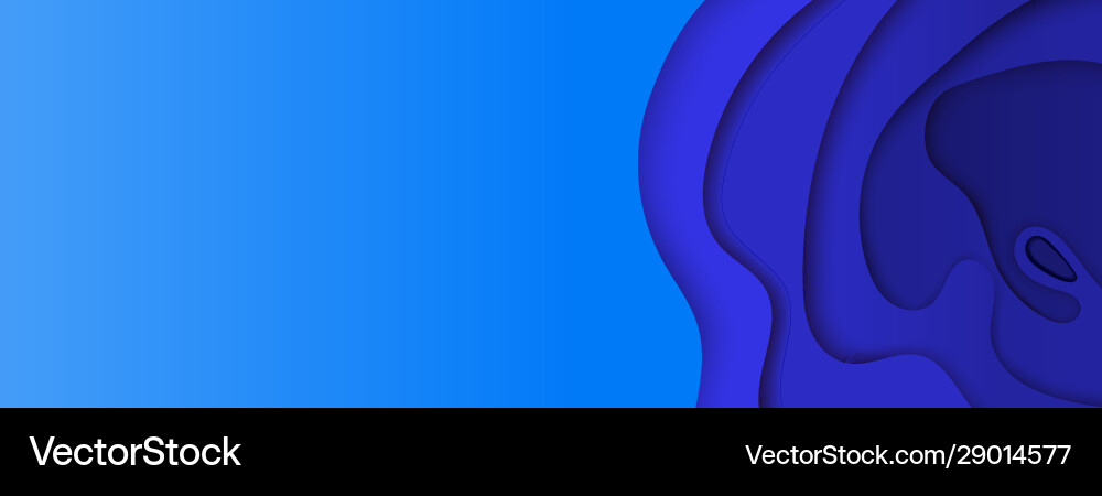 Blue Banner With Copy Space And Paper Cut Effect Vector Image