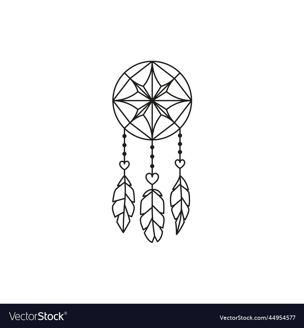 Boho black indian dream catcher Royalty Free Vector Image