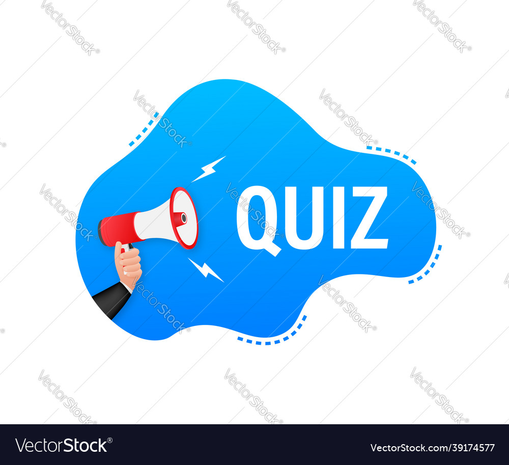 Megaphone label with quiz time banner Royalty Free Vector