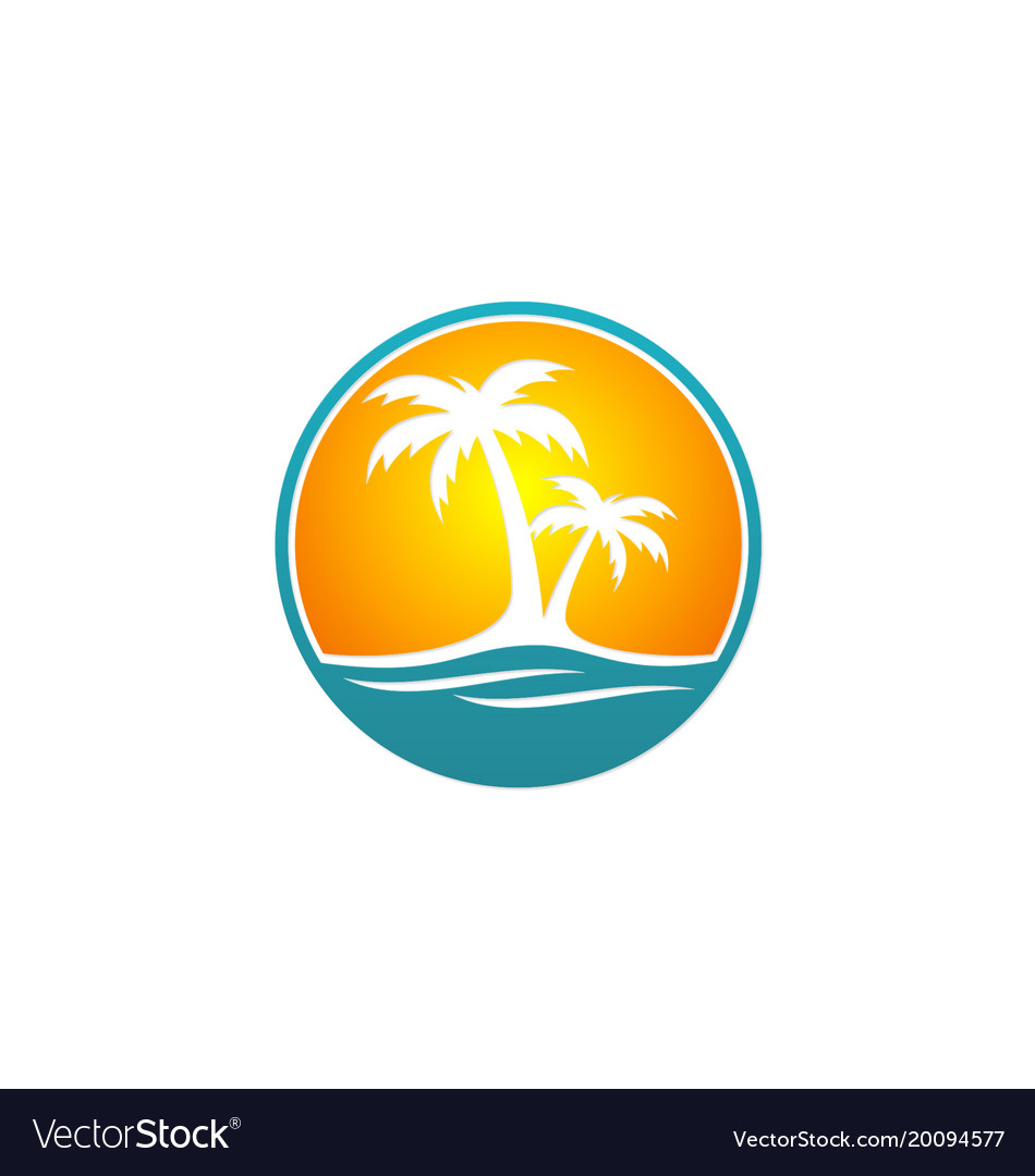 Palm tree beach travel logo Royalty Free Vector Image