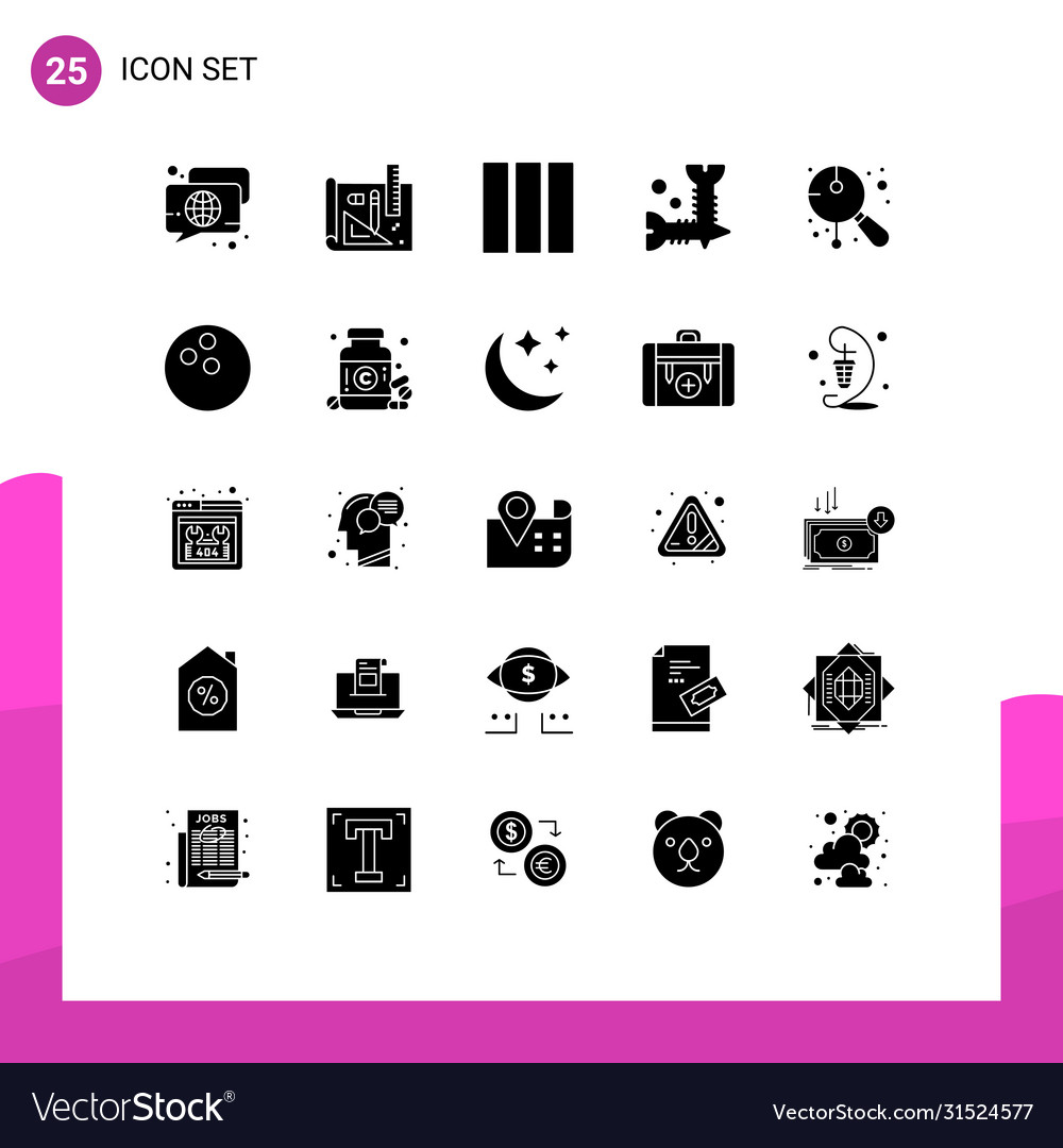 Set 25 solid glyphs on grid for chinese screws