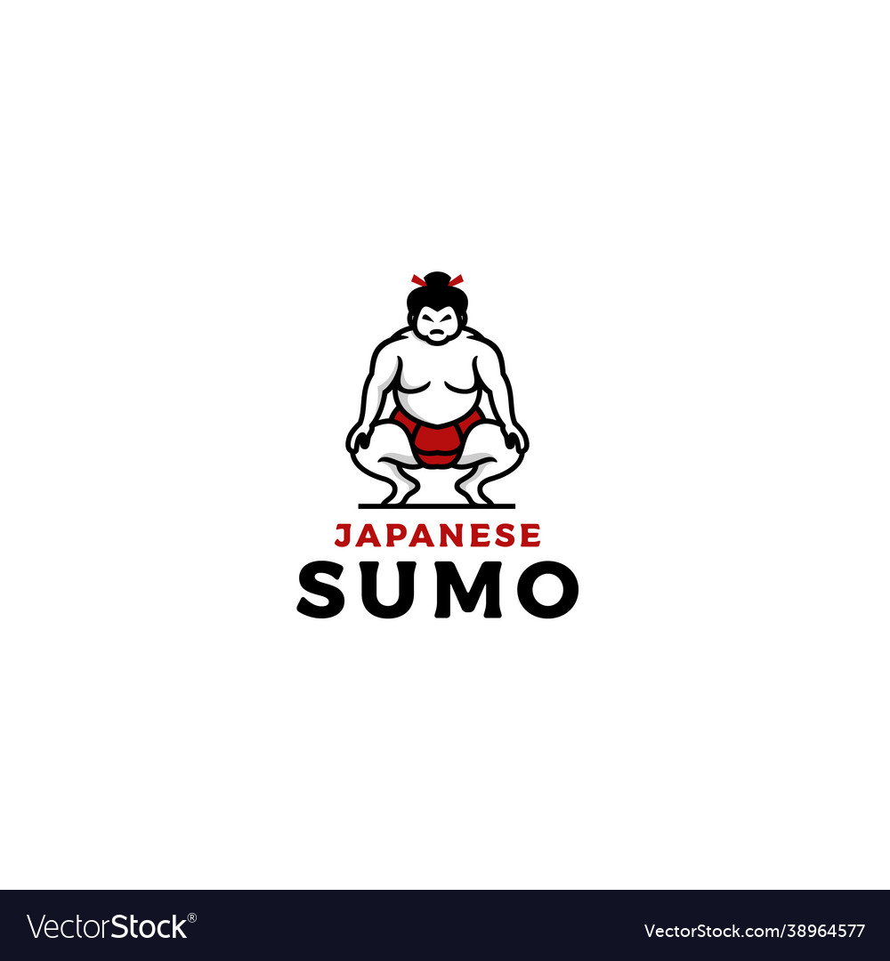 Sumo wrestler logo fat overweight man japanese Vector Image