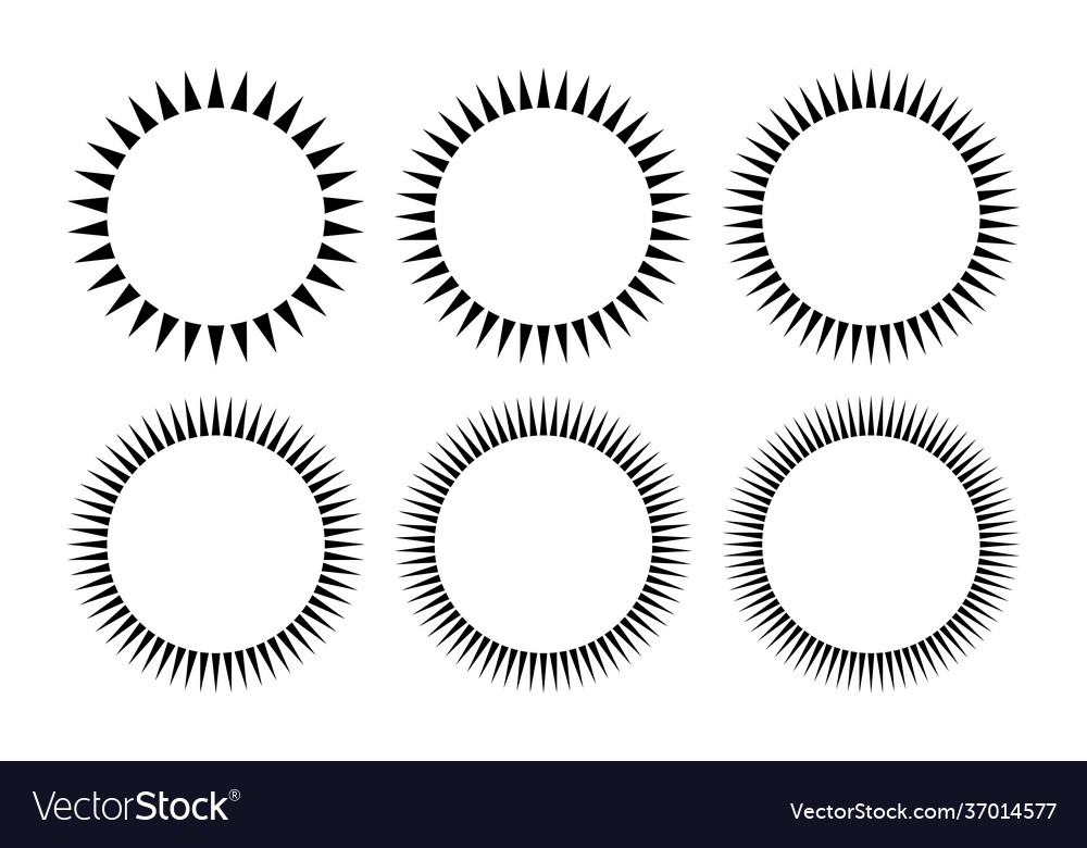 Sunburst frame collection set round ornament Vector Image