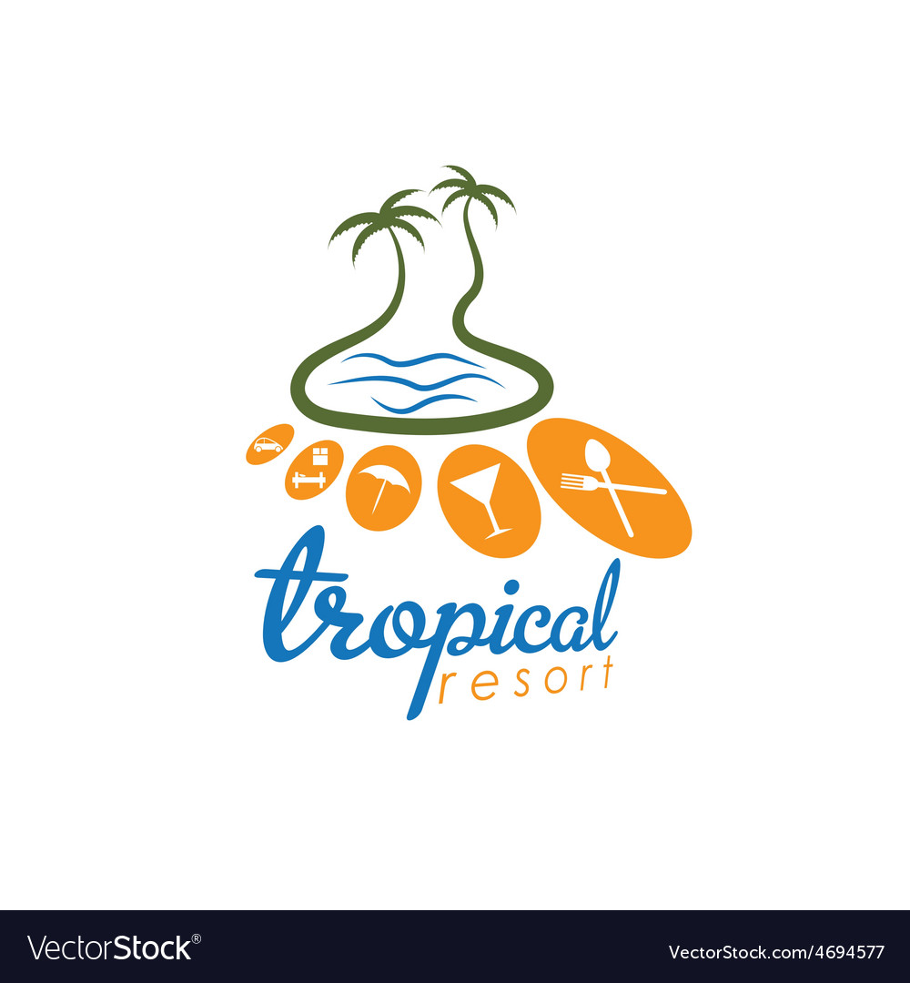 Tropical resort design template Royalty Free Vector Image