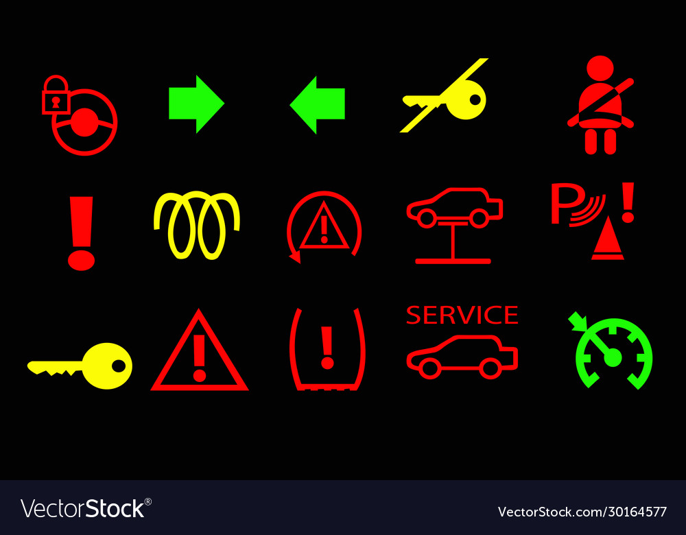 Vehicle Instrument Cluster Warning Lamps Vector Image