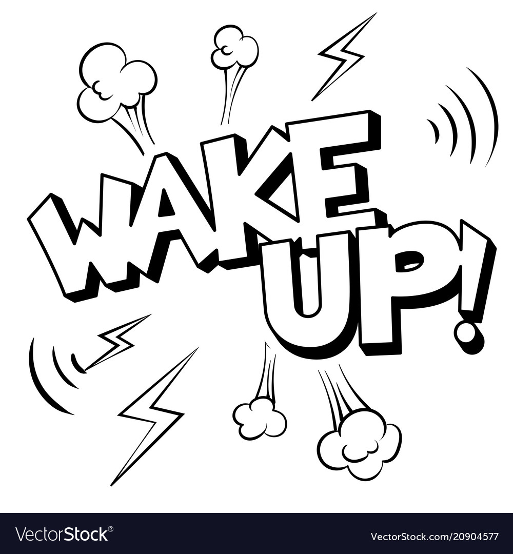 Wake up word comic book coloring Royalty Free Vector Image