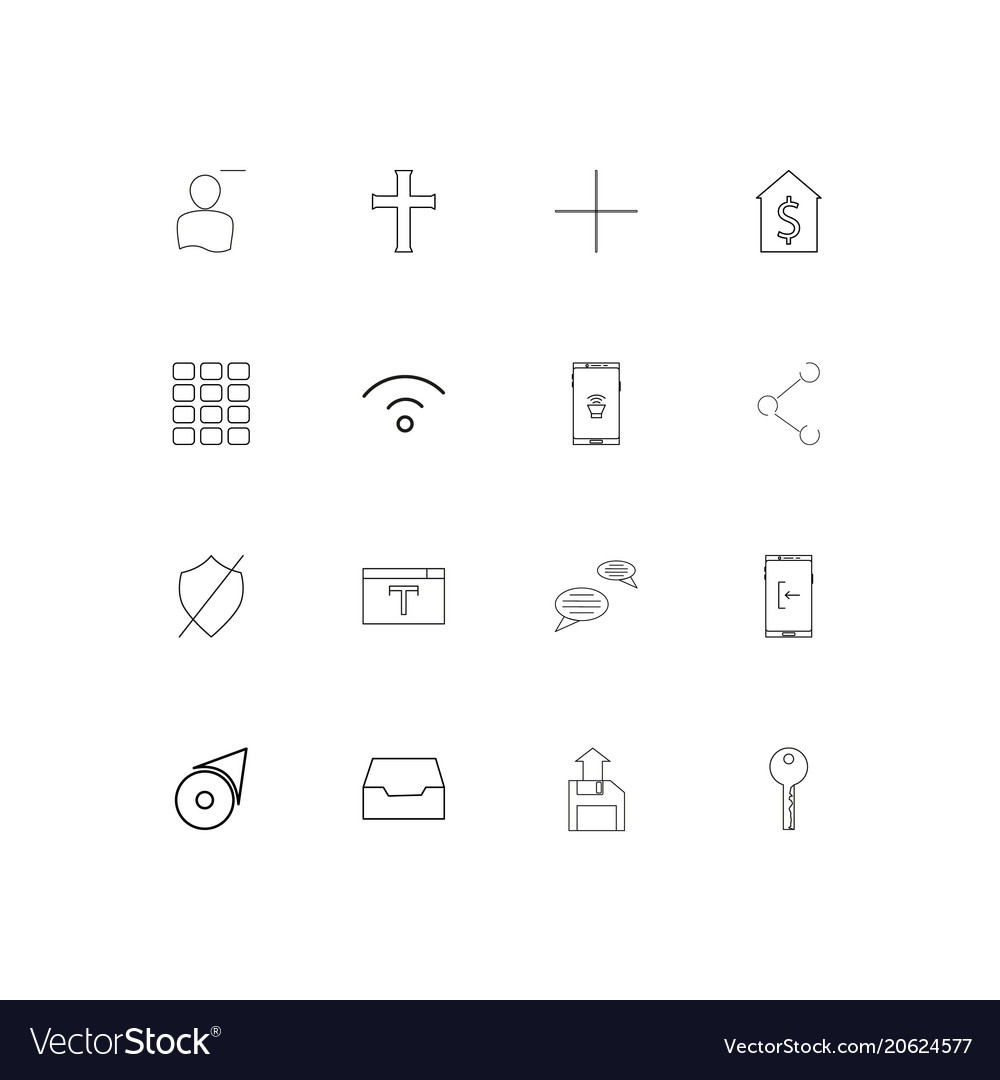 Web and text simple linear icons set outlined