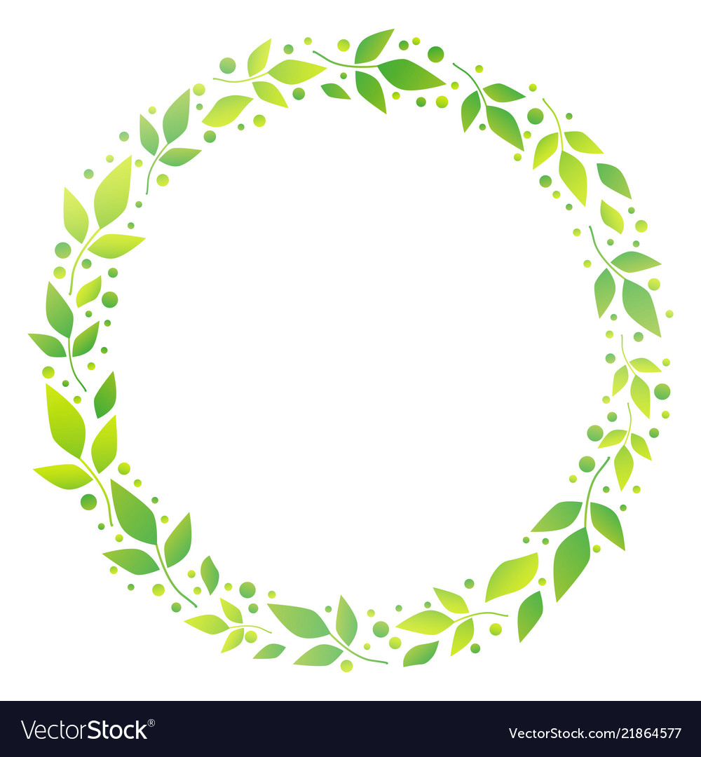 White background with circle frame leaves Vector Image