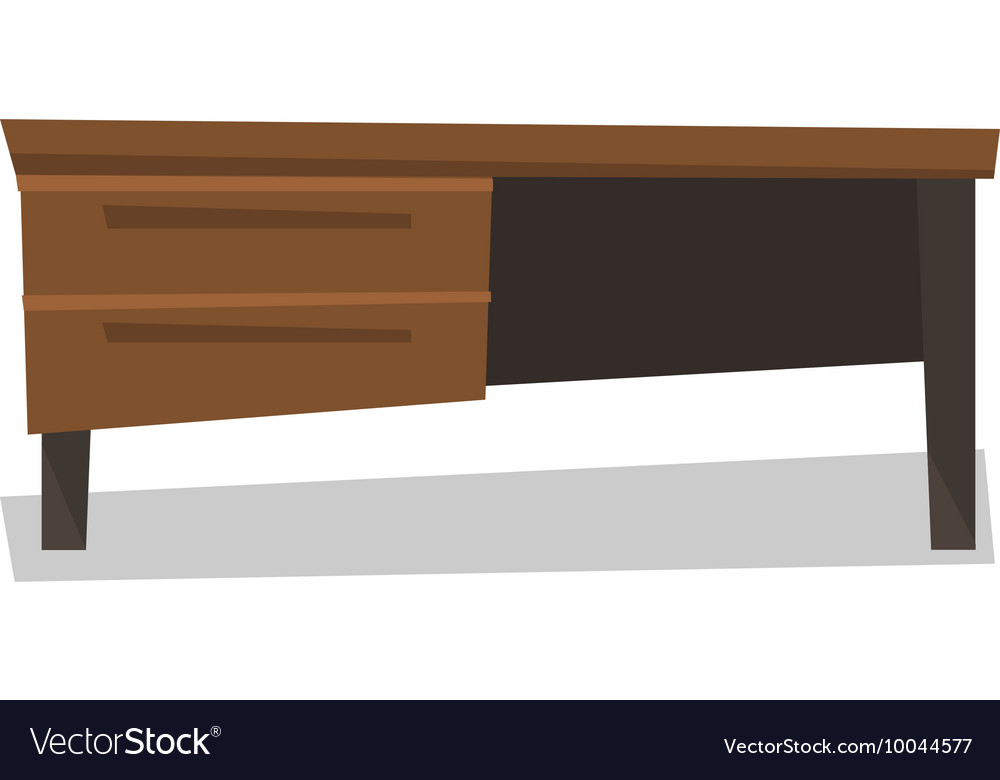 Wooden Desk With Drawers Royalty Free Vector Image