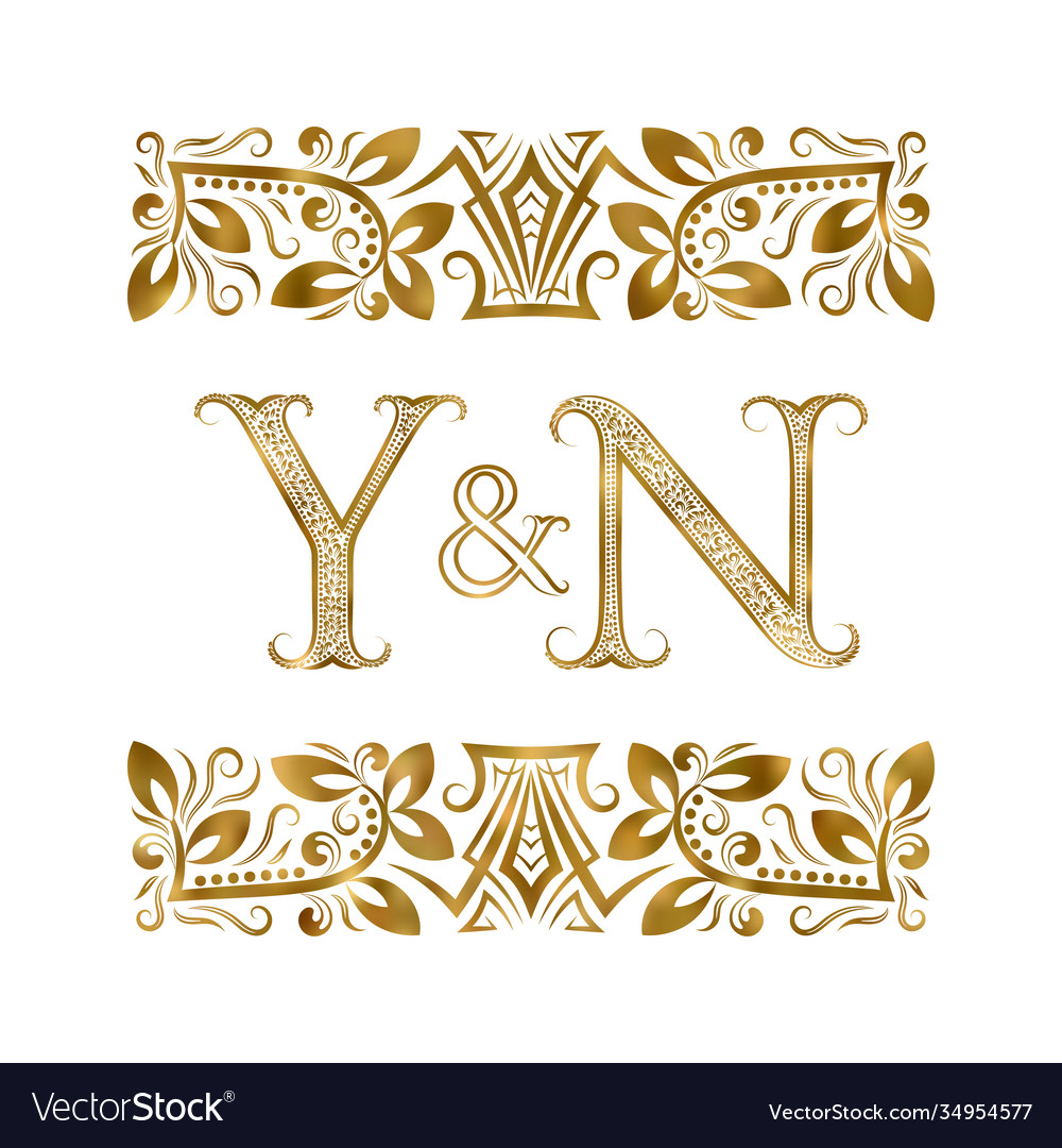Y and n initials vintage logo letters vector image Y and n initials vintage logo letters