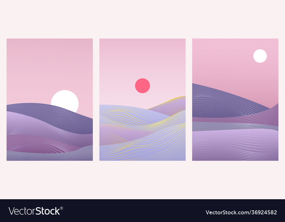 Abstract minimal gradient landscape set template Vector Image