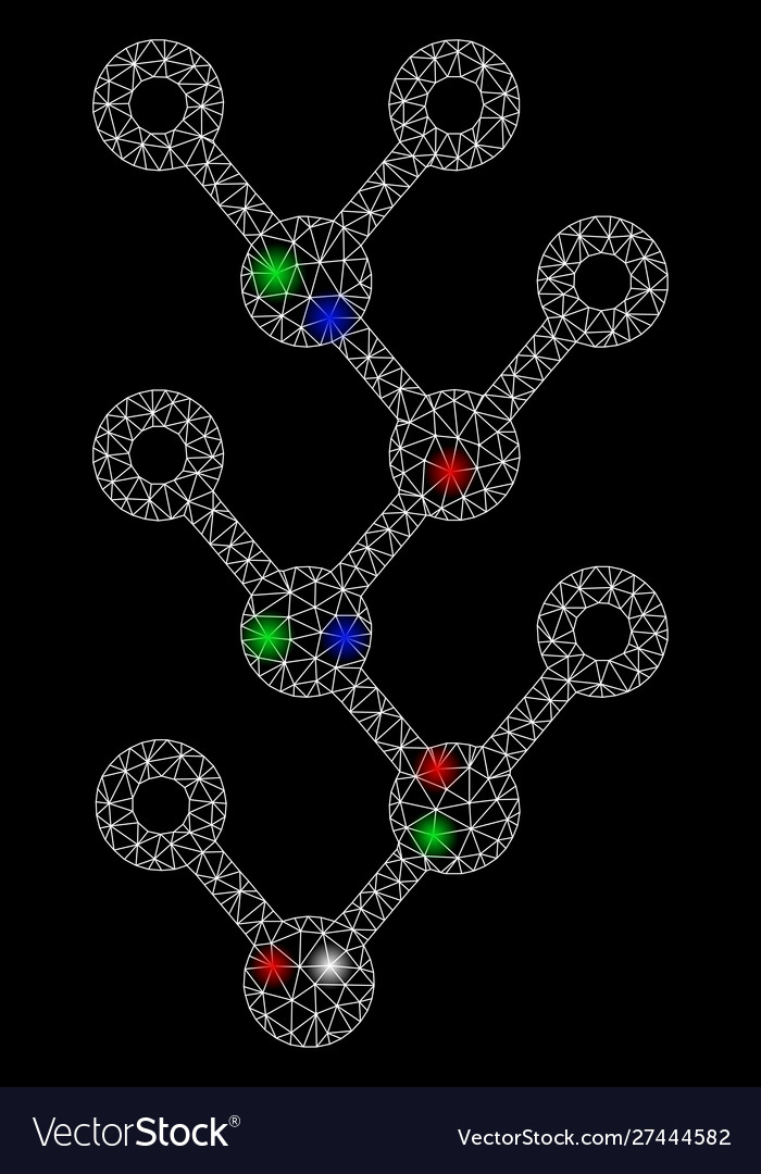 Bright mesh network binary tree with flash spots vector image Bright mesh network binary tree with flash spots