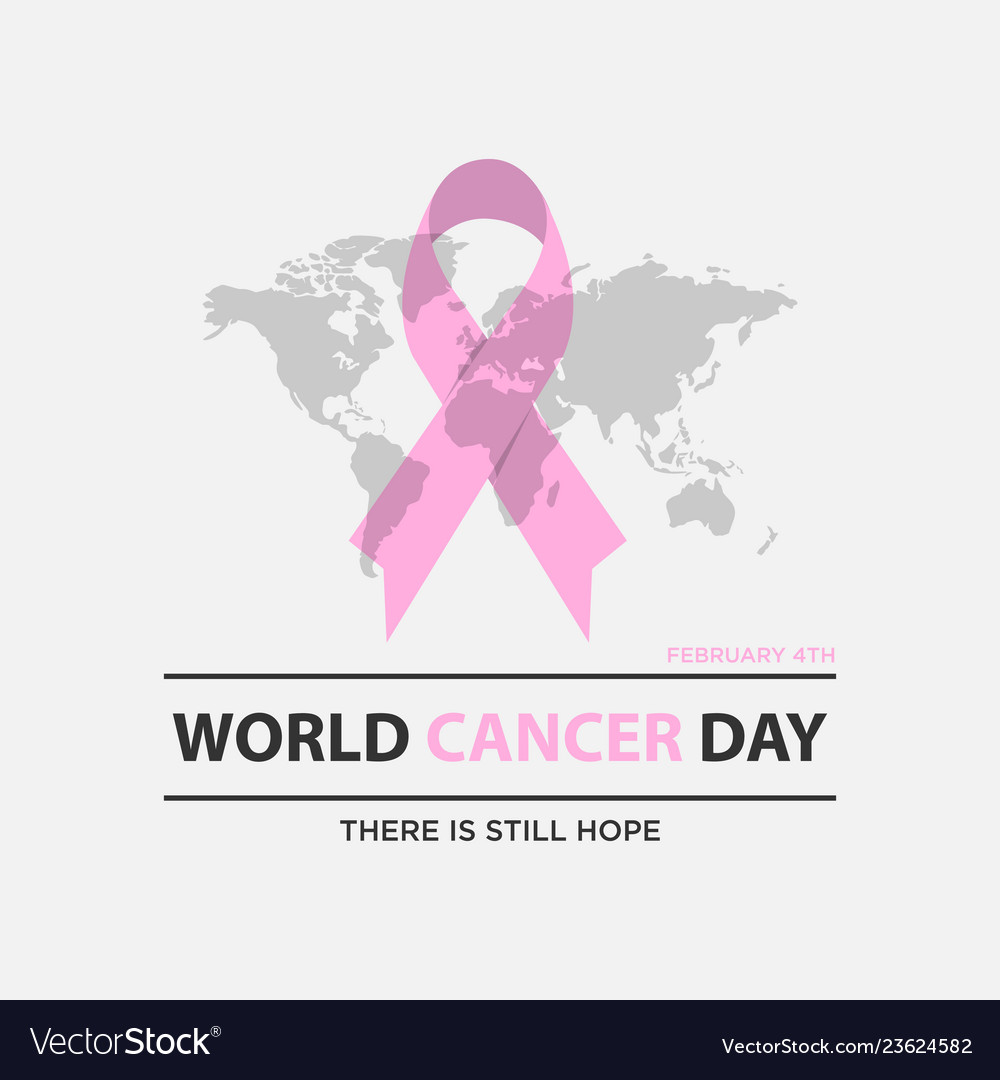 Cancer day concept with world map background