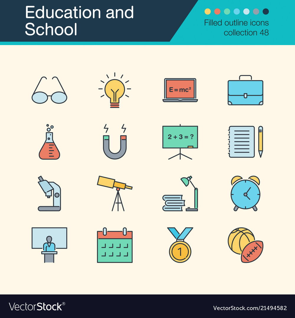 Education & School Icons - Filled Outline