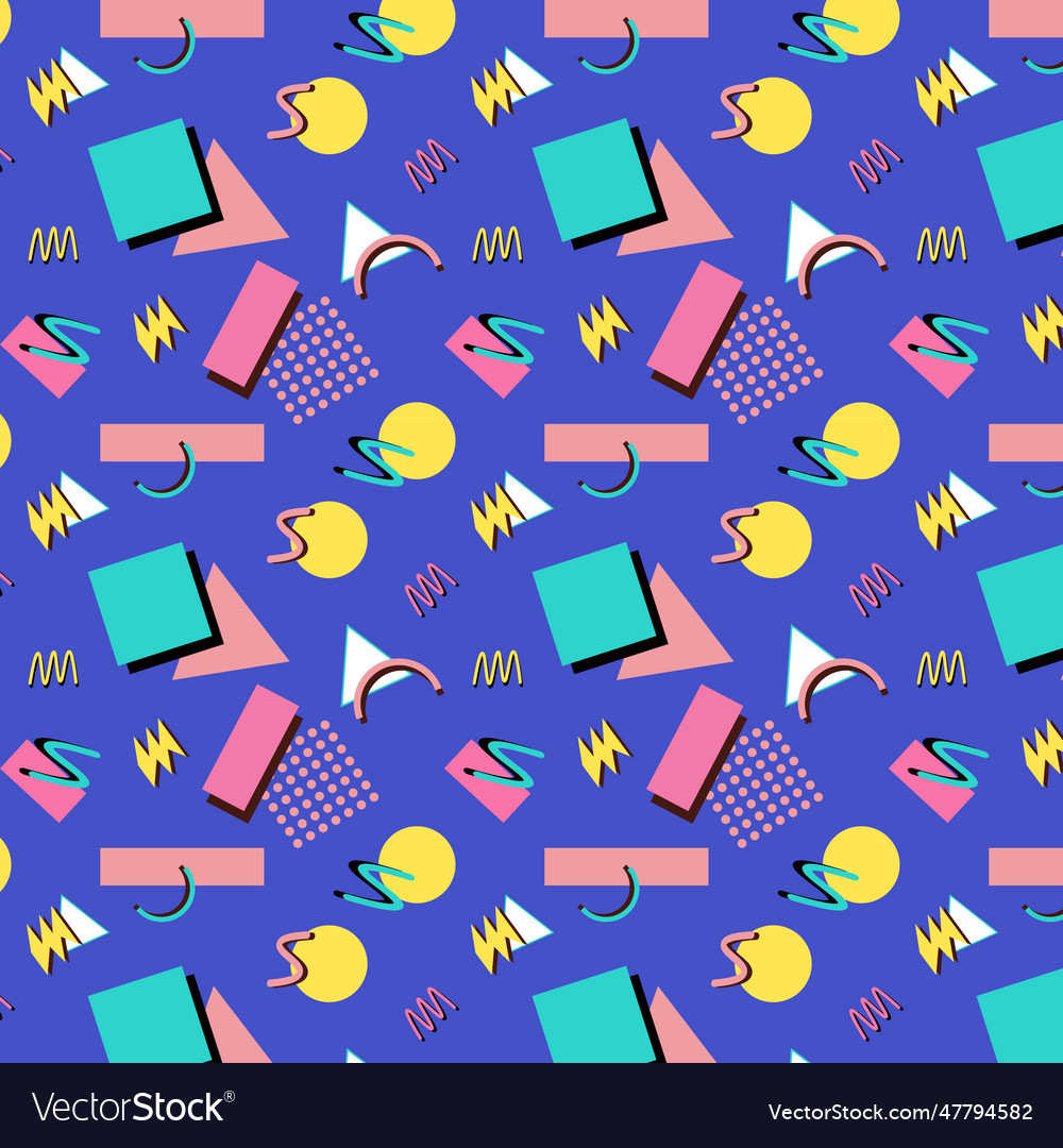 Geometric abstract memphis pattern simple shapes vector image Geometric abstract memphis pattern simple shapes