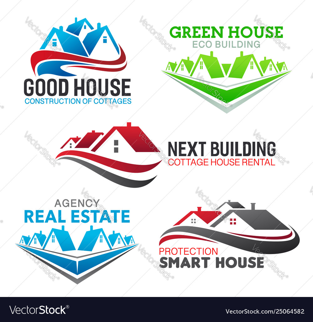House construction real estate agency icons vector image House construction real estate agency icons