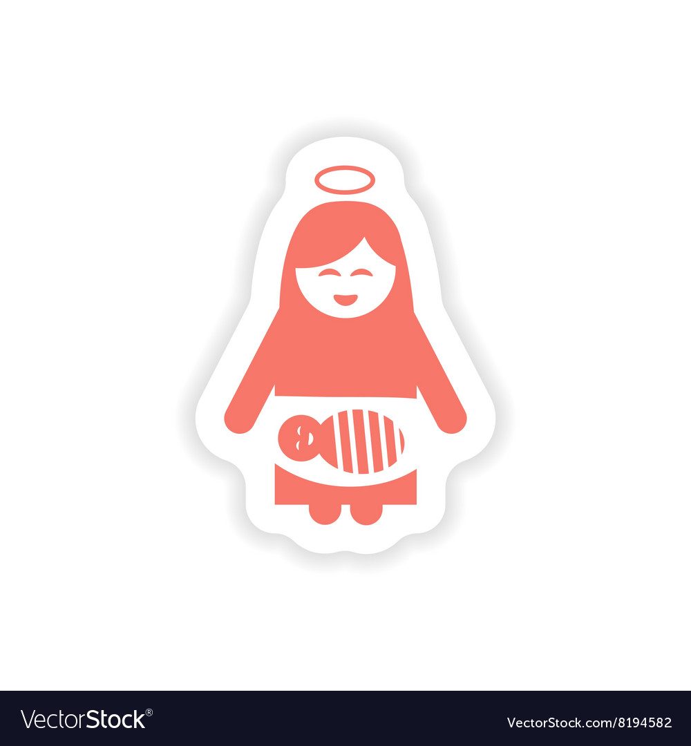 Paper sticker on white background virgin mary