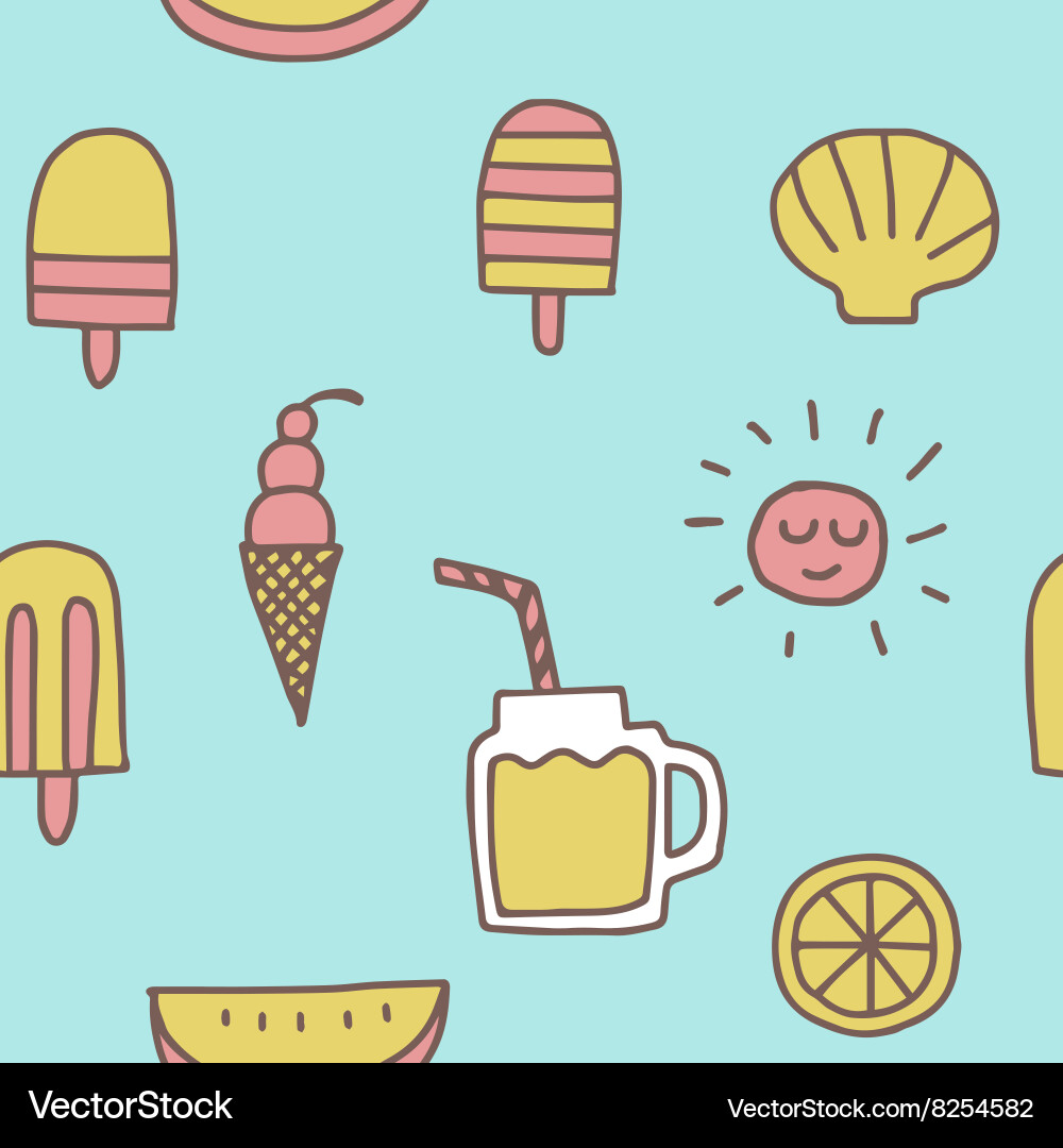 Summer icons seamless pattern background Vector Image