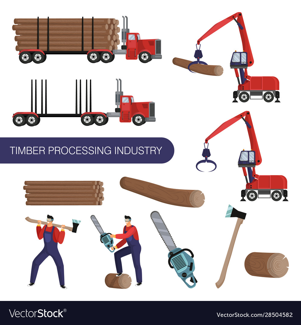 Timber processing industry special equipment vector image Timber processing industry special equipment