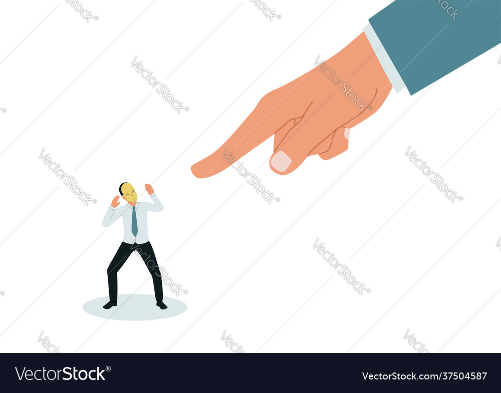 Fear exposure a large hand points Royalty Free Vector Image