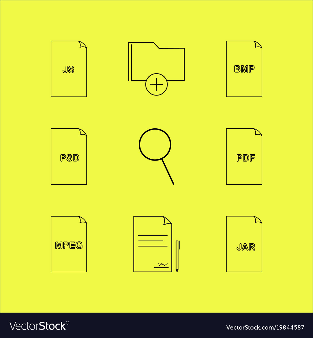 Files and folders linear icon set simple outline