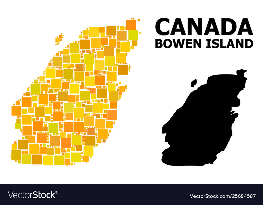 Gold square pattern map bowen island Royalty Free Vector