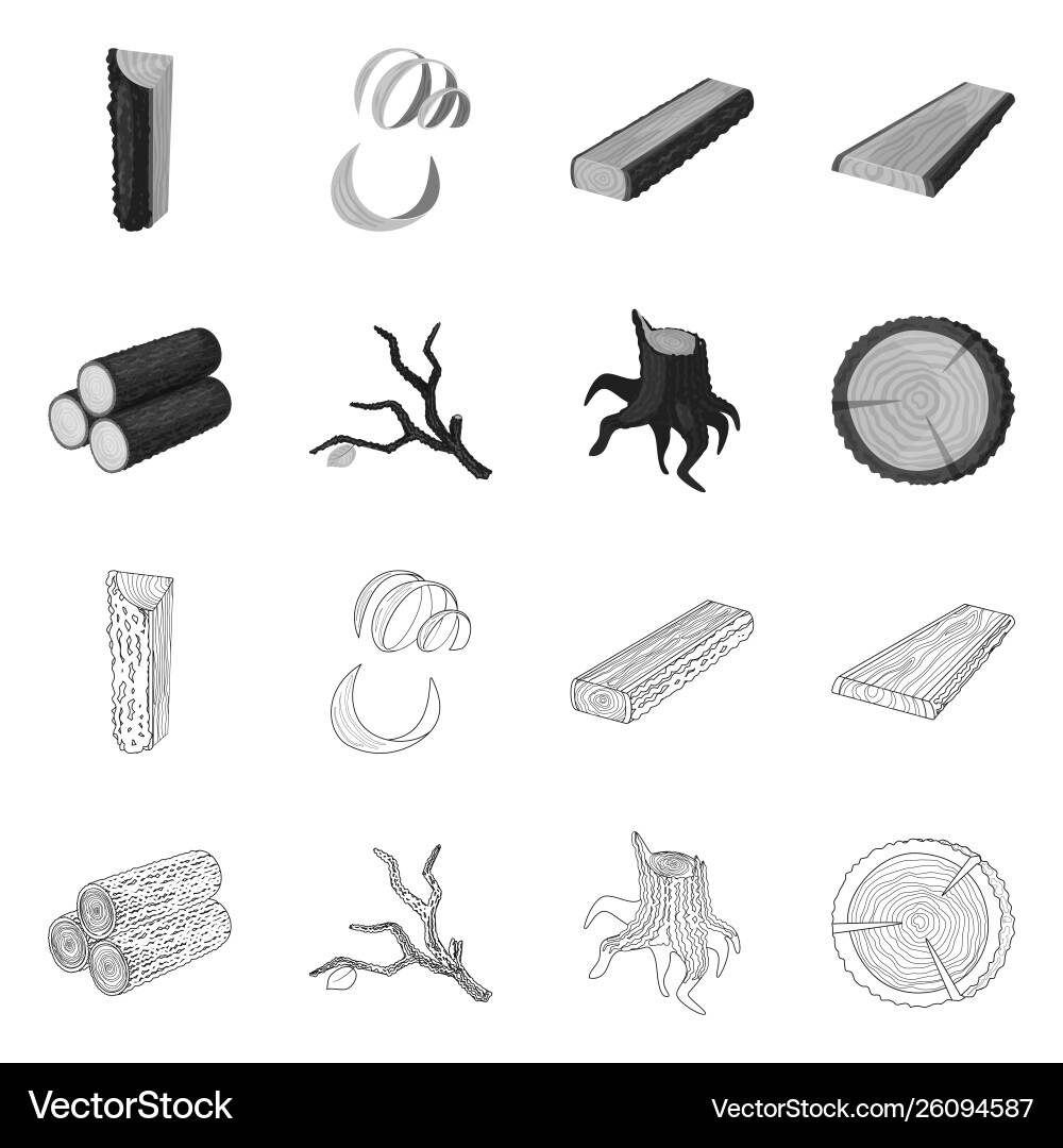 Isolated object tree and raw logo set tree Vector Image