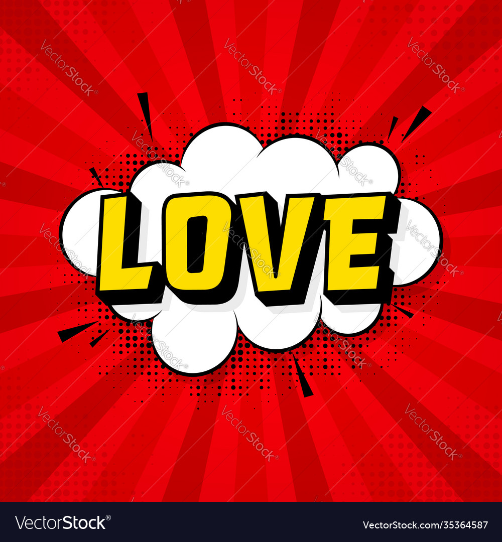 Love in vintage style cartoon pop vector image Love in vintage style cartoon pop