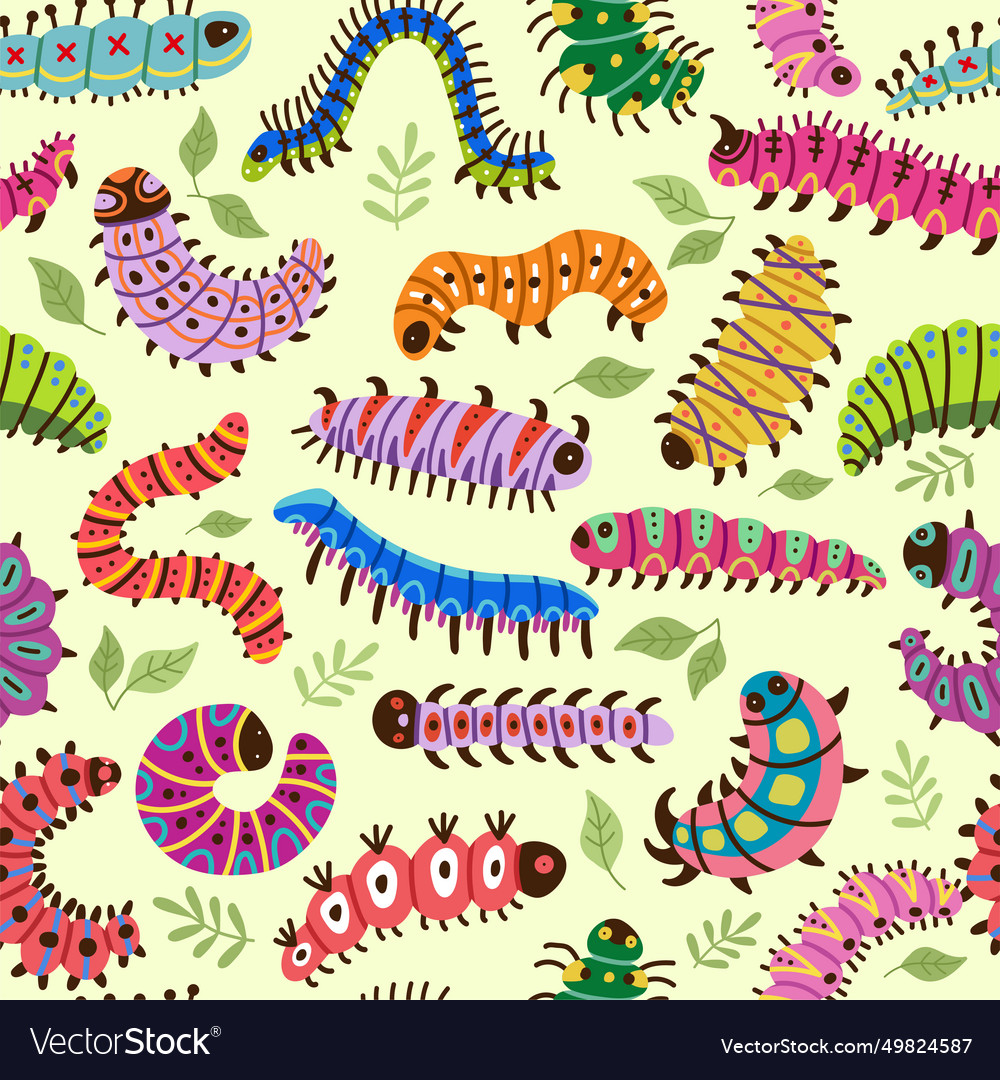 Pattern of caterpillars seamless Royalty Free Vector Image