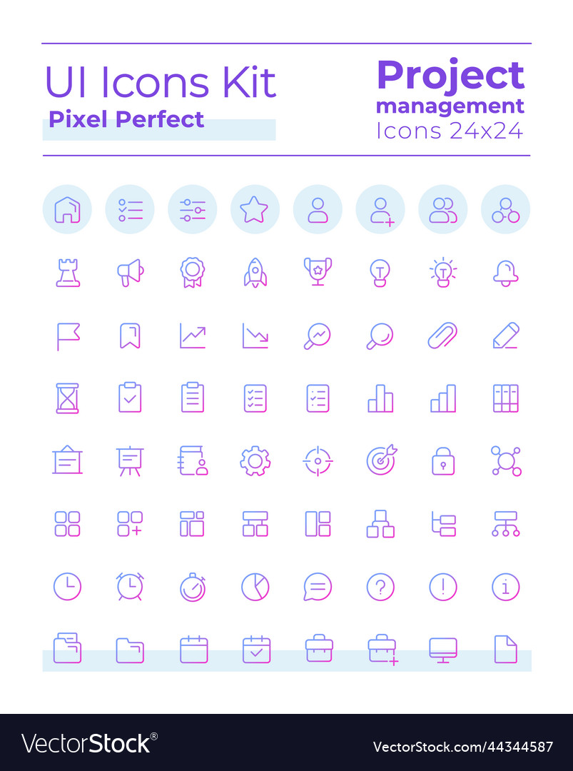 Project management pixel perfect gradient linear vector image Project management pixel perfect gradient linear