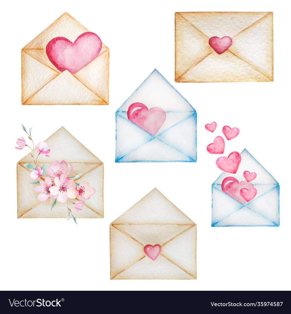 Set beige and blue vintage envelopes Royalty Free Vector