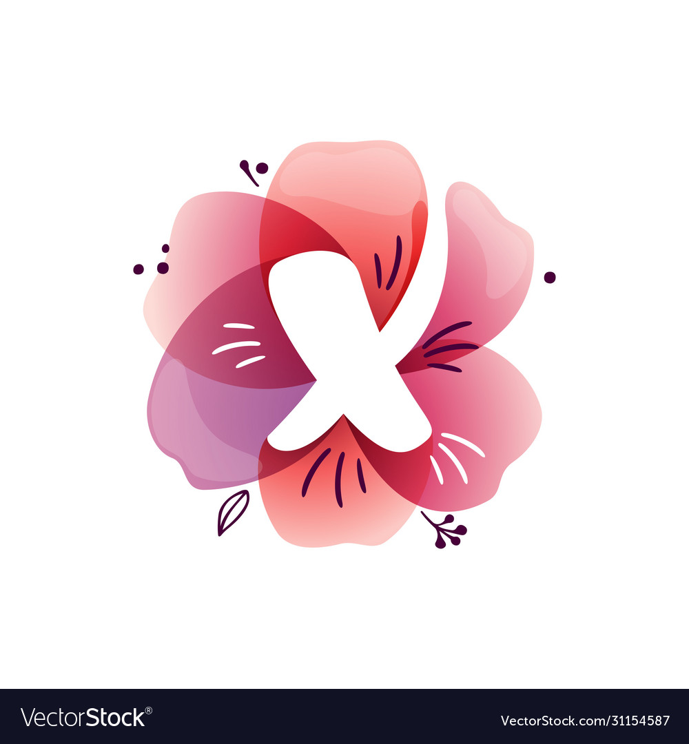 X letter logo at watercolor overlapping flower