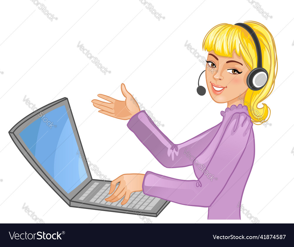 Young girl a call operator Royalty Free Vector Image