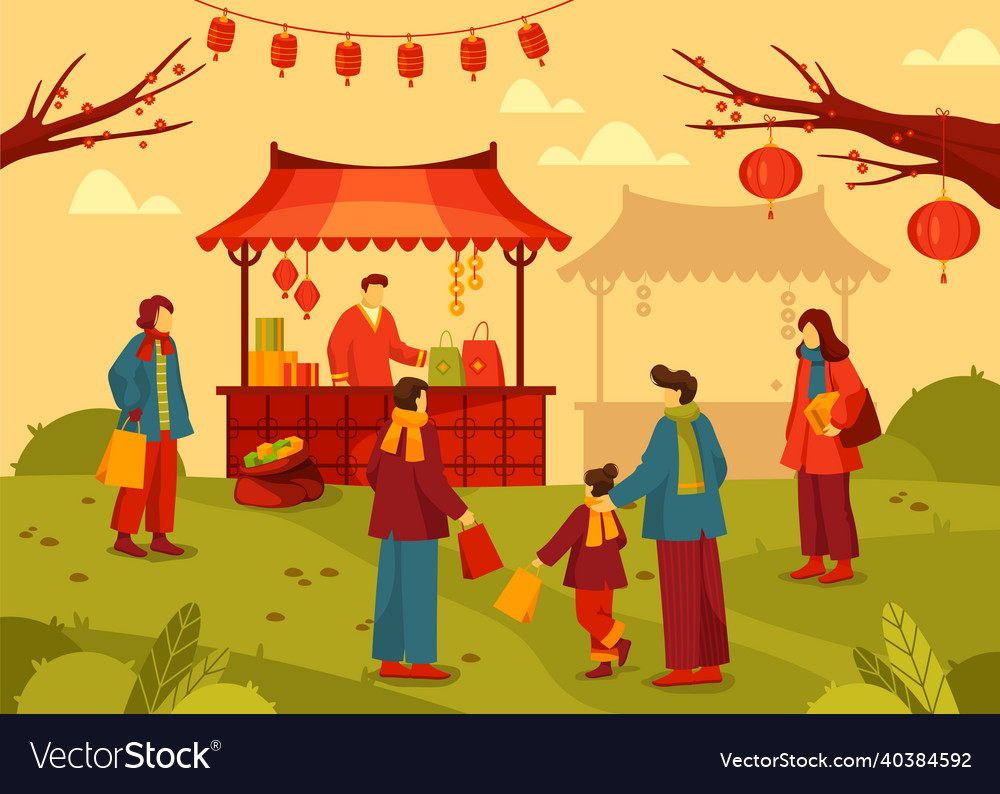 Banner or background of chinese festive market Vector Image