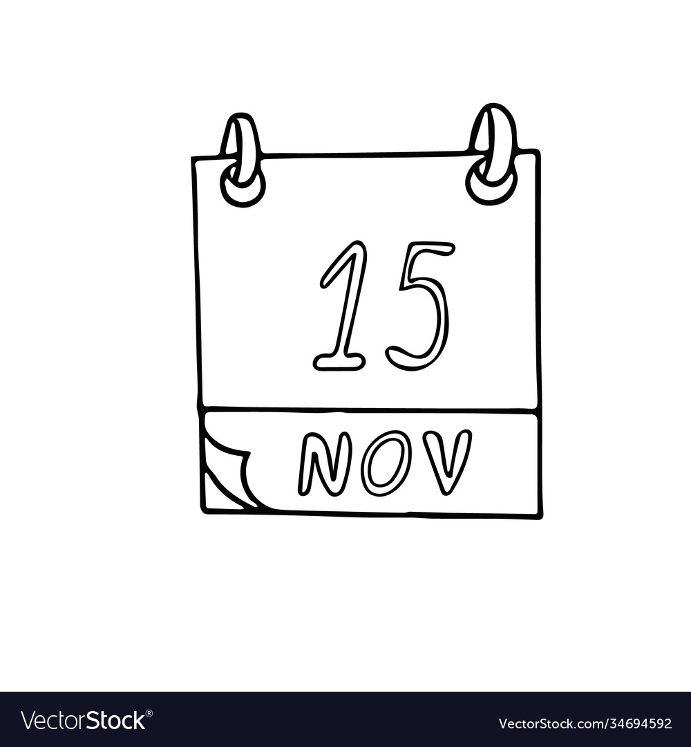 Calendar hand drawn in doodle style november 15