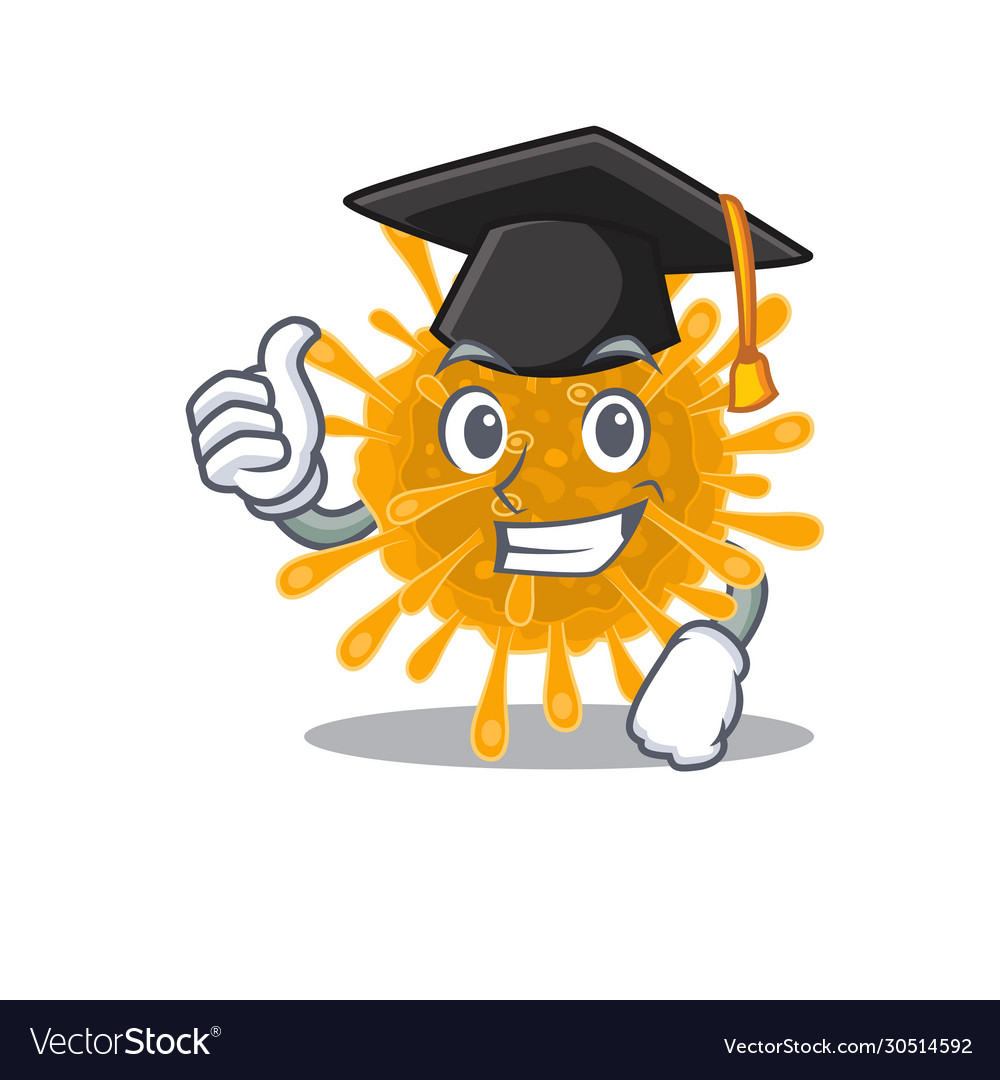 Coronaviruses with hat for graduation ceremony