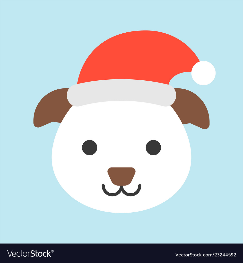 Dog wearing santa hat flat icon design