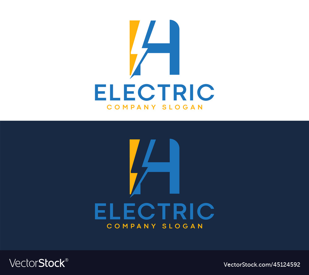 H elektrischer Brief Logo Design mit Beleuchtung Thund