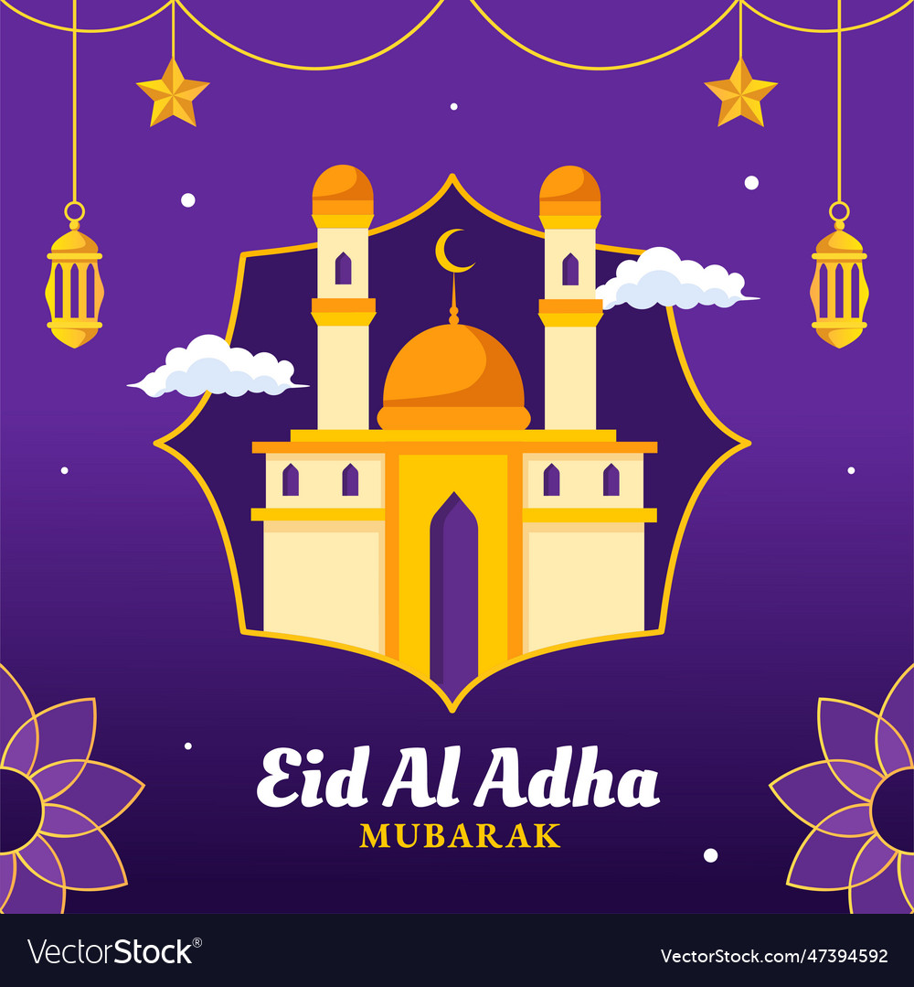 Happy Eid Al Adha Mubarak Social Media Background Vector Image